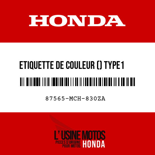 image de 87565-MCH-830ZA ETIQUETTE DE COULEUR () TYPE1  (NH1)