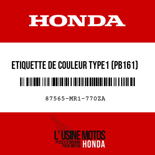 image de 87565-MR1-770ZA ETIQUETTE DE COULEUR TYPE1 (PB161)